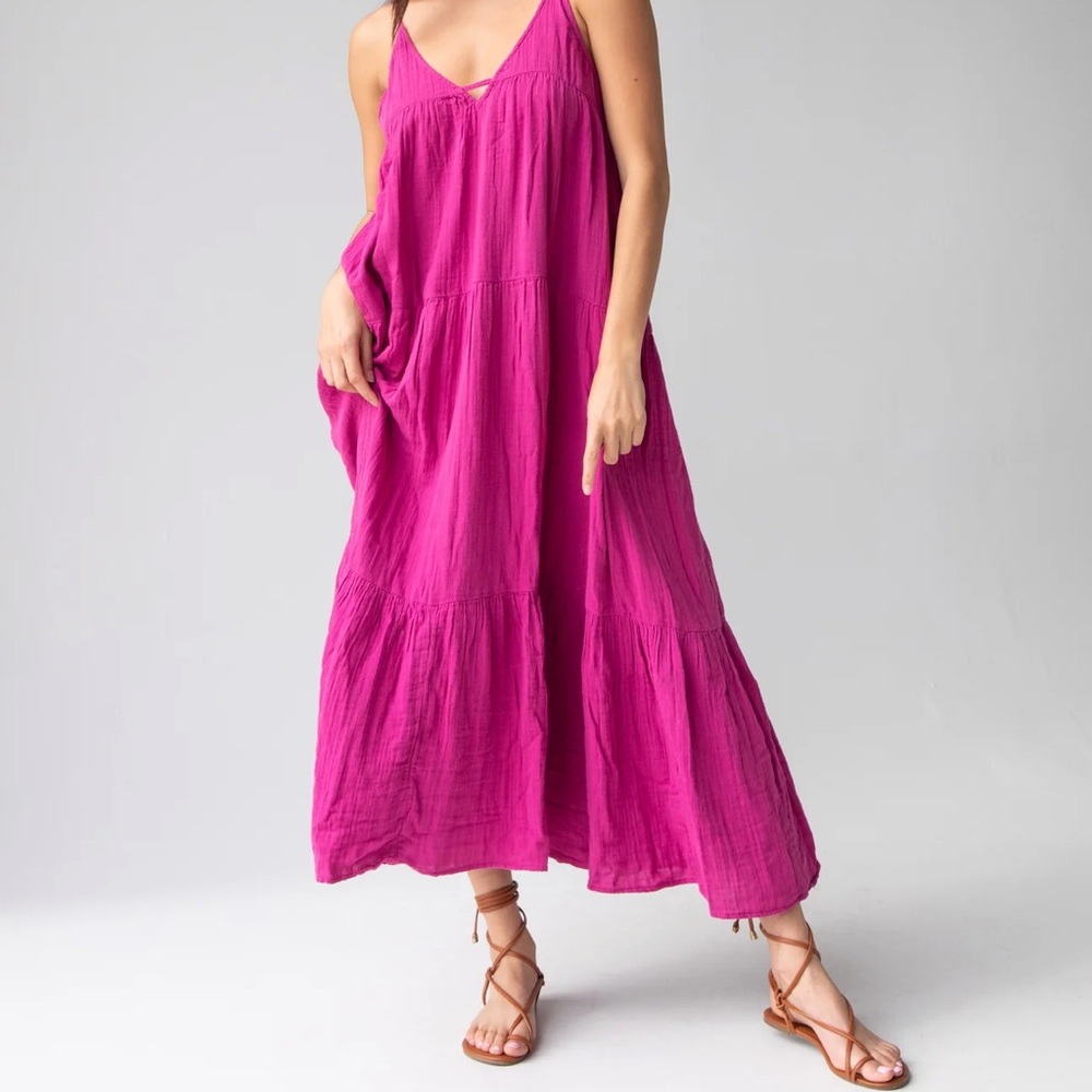 NATURAL LIFE Magenta Tiered Maxi Dress